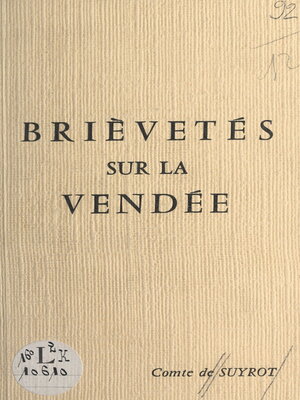 cover image of Brièvetés sur la Vendée